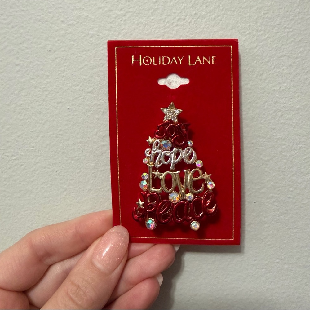 Holiday Lane Red Christmas Tree Pin Brooch